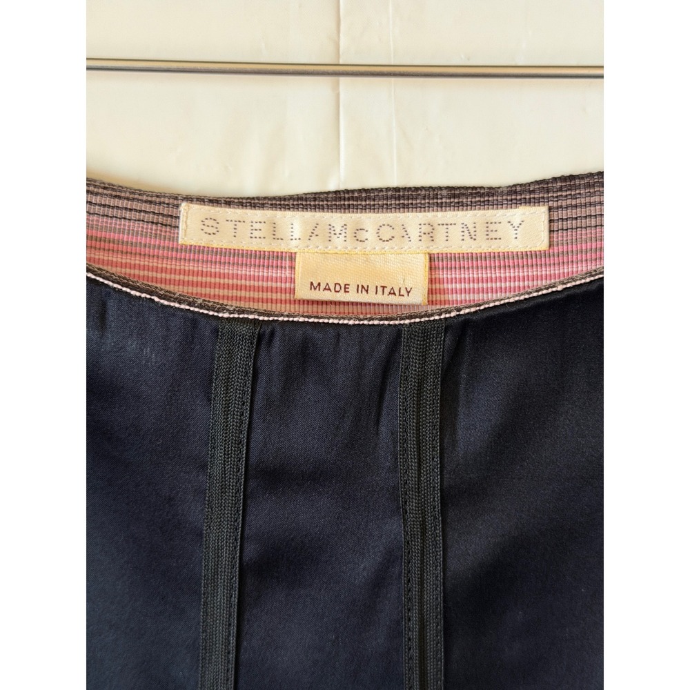 Stella McCartney Black Silk Midi Skirt Sheer Chiffon Hem Ribbon Trim Italy - Picture 7 of 7